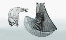 Silk top and pleated skirt by Akris in collaboration with Geta Bratescu