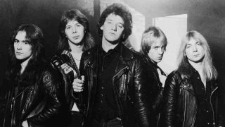 Iron Maiden posing for a photograph in 1981