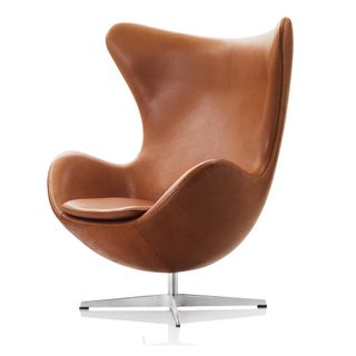 egg chair in brown leather