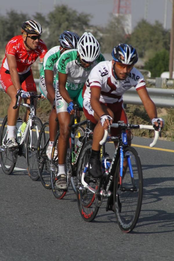 A Qatari rider leads the pack