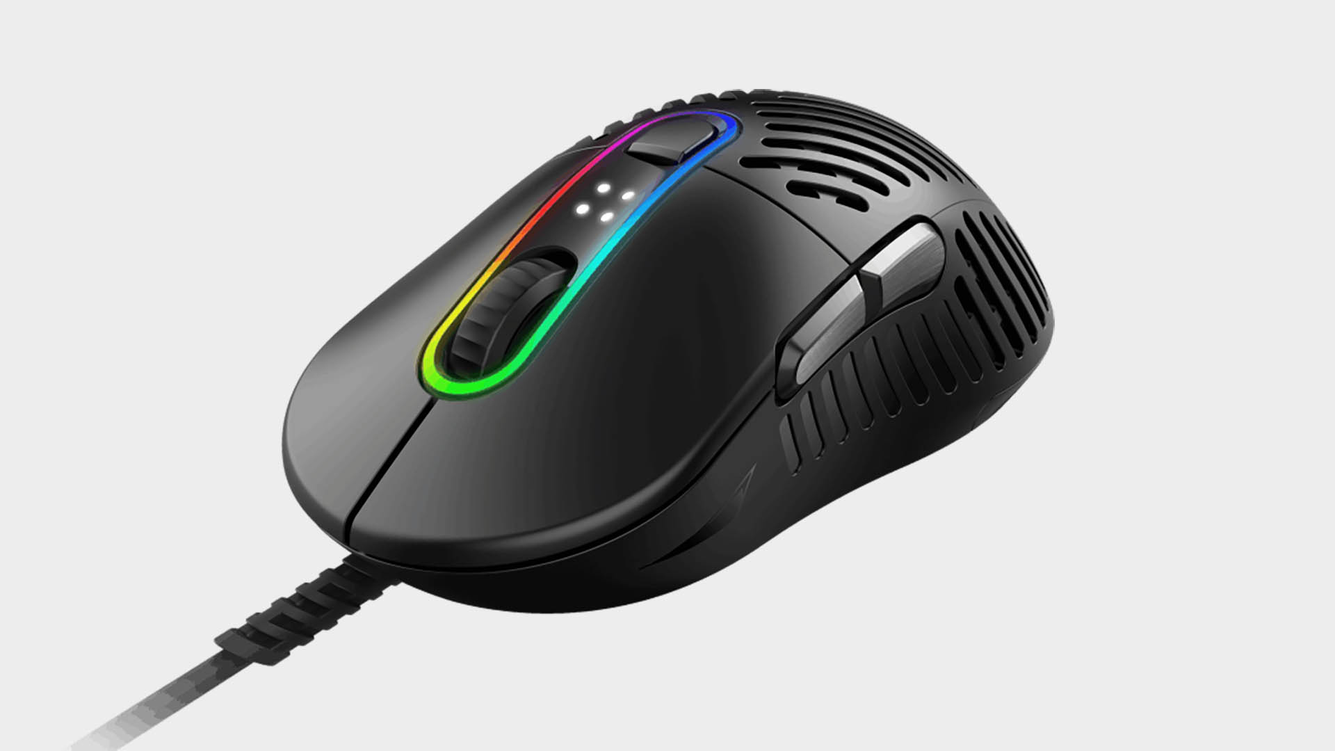 Mountain Makalu 67 gaming mouse from various angles on grey background