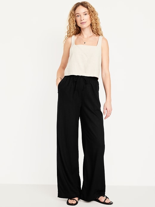 High-waisted linen fusion super wide-leg pants