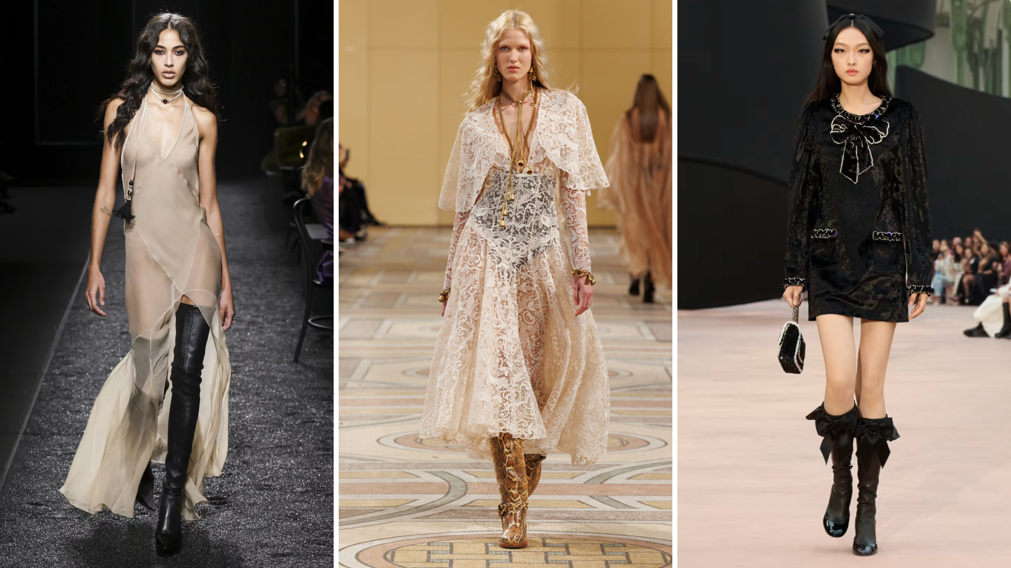 5 ways to wear dresses and boots - Nina Ricci, Zimmermann, Chanel AW25 runway