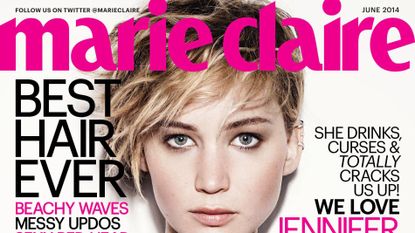 jennifer lawrence on marie claire magazine cover