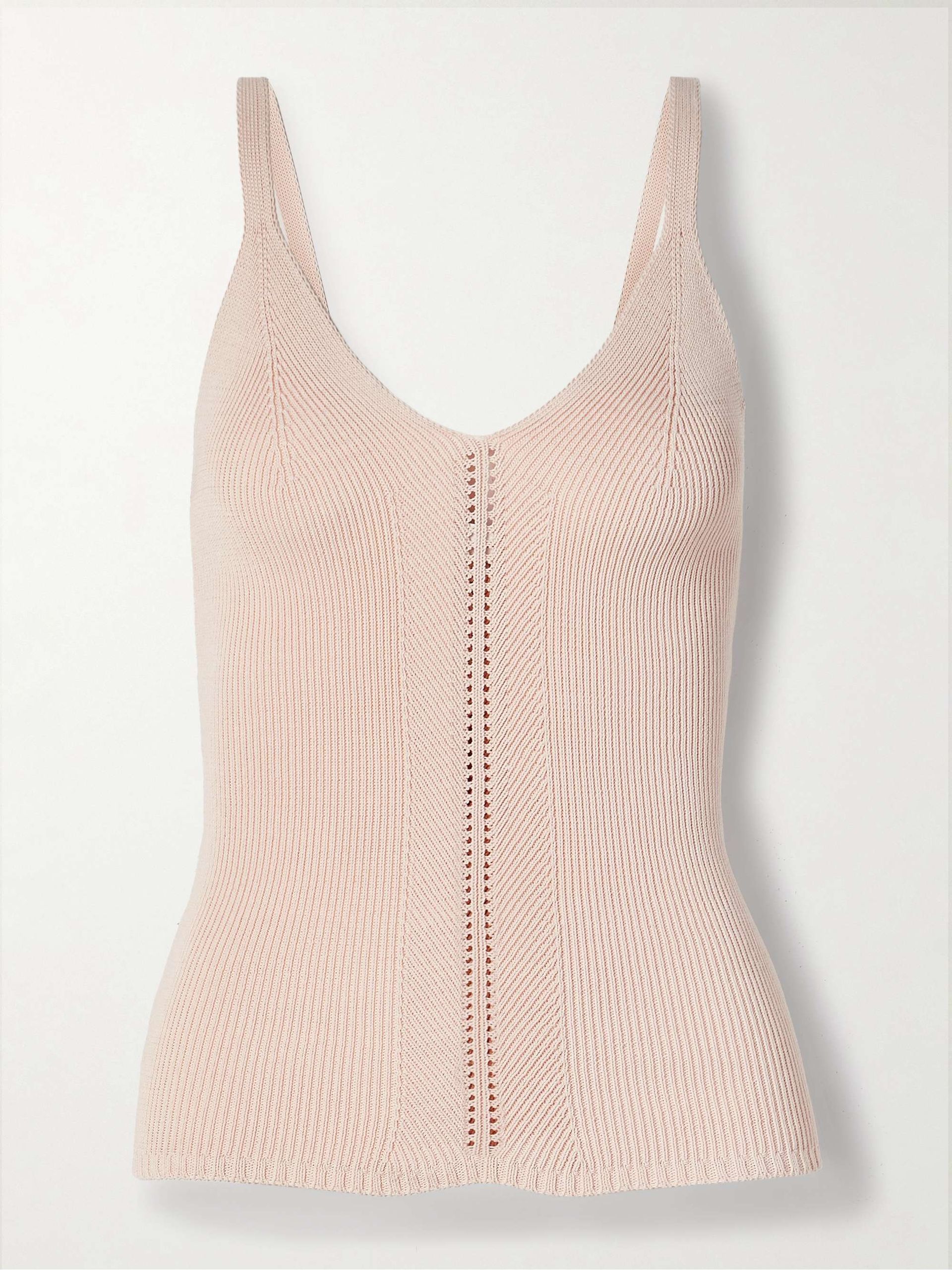 Gene Pointelle-Knit Silk and Cotton-Blend Tank