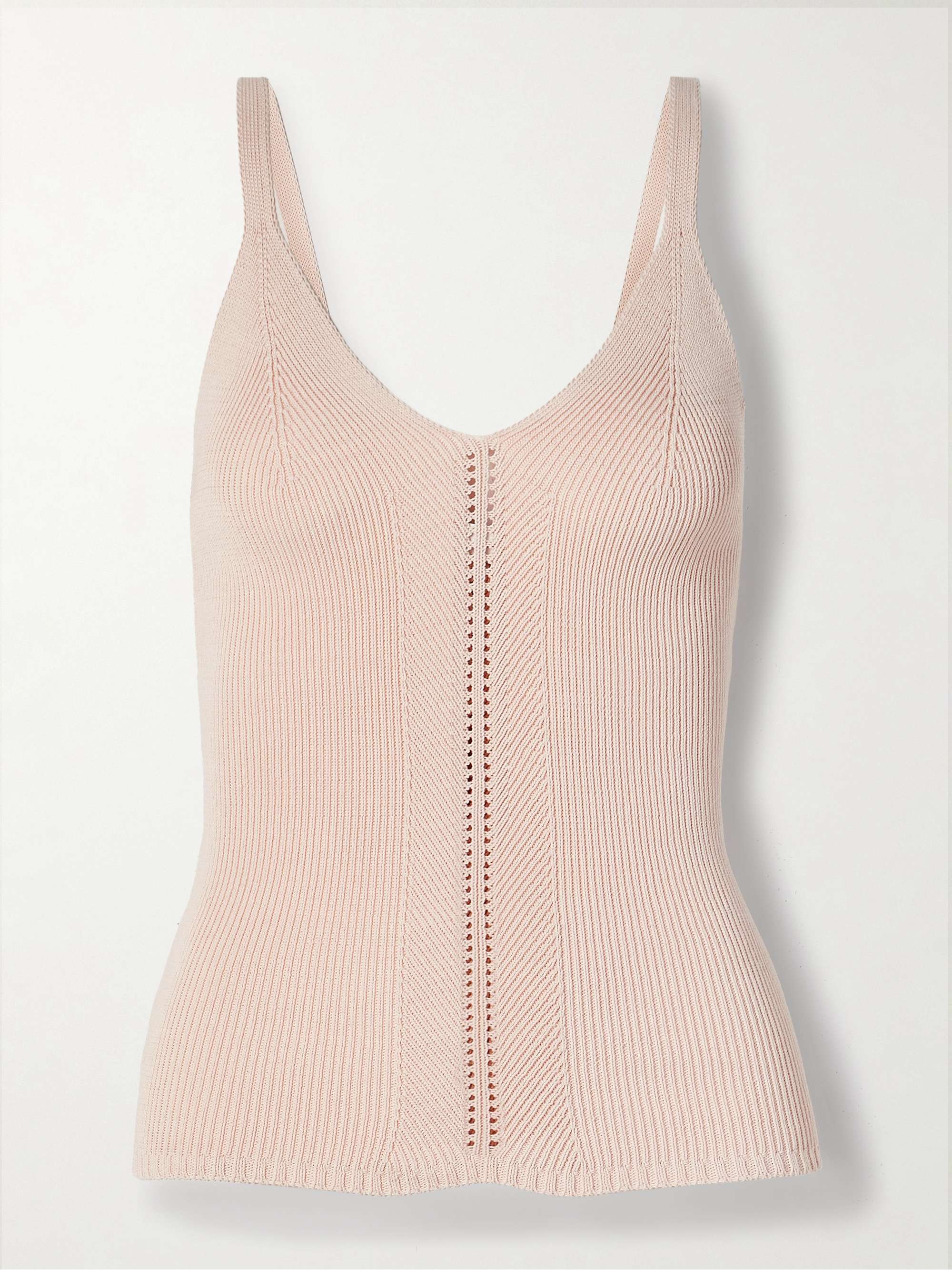 Gene Pointelle-Knit Silk and Cotton-Blend Tank