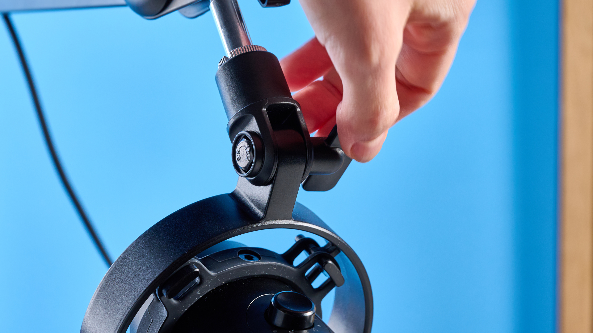 the maono pd1300x microphone for podcasting with an xlr and usbc connection and a boom arm in the photograph but also available with a desktop stand, one button dial on the mic and a muting button