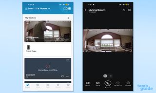Eufy App shows camera feed and controls