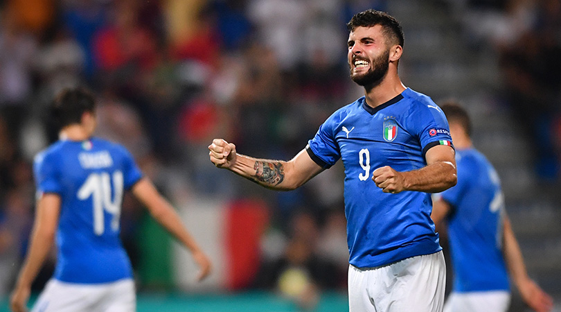 Patrick Cutrone celebrating for Italy