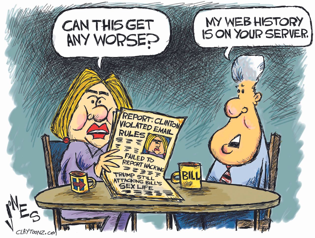 Political Cartoon U.S. Hillary Emails 2016