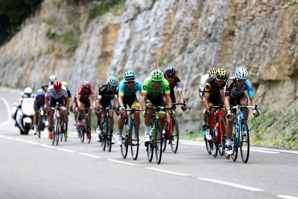 The breakaway in action during stage 8 at the Tour de France