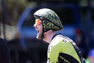 Luke Durbridge (Mitchelton-Scott) realises he has won the Australian TT time trial title
