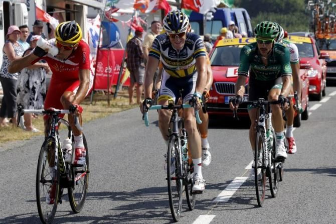 Luis Angel Mate (Cofidis), Lieuwe Westra (Vacansoleil) and Jerome Cousin (Europcar) in the breakaway