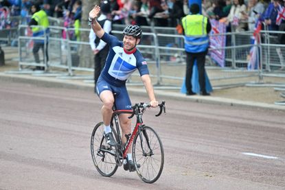Chris Hoy rides down the Mall in London during the Queen's Platinum Jubilee