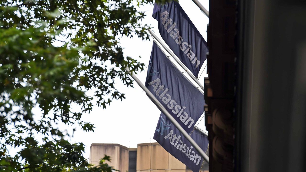 Atlassian flags on building