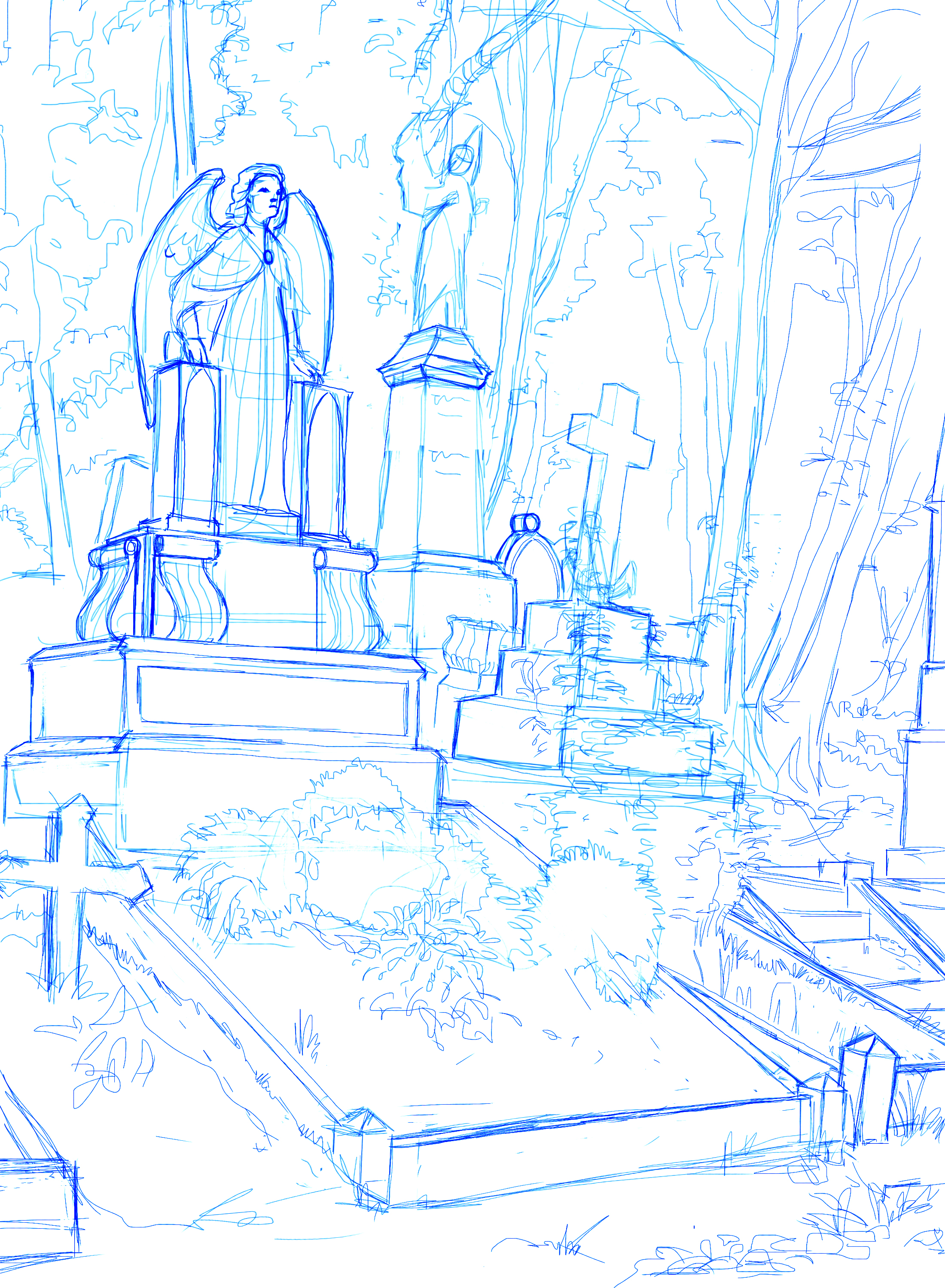 Karlsimon visits Highgate Cemetery to show how comic book techniques can be applied to digital tablet painting.