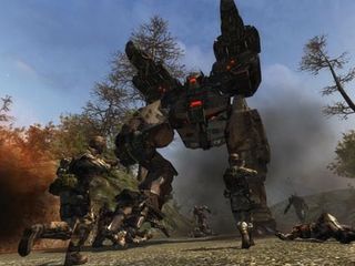 Another screenshot from E3 2007 shows GDF soldiers taking on a very large opponent.
