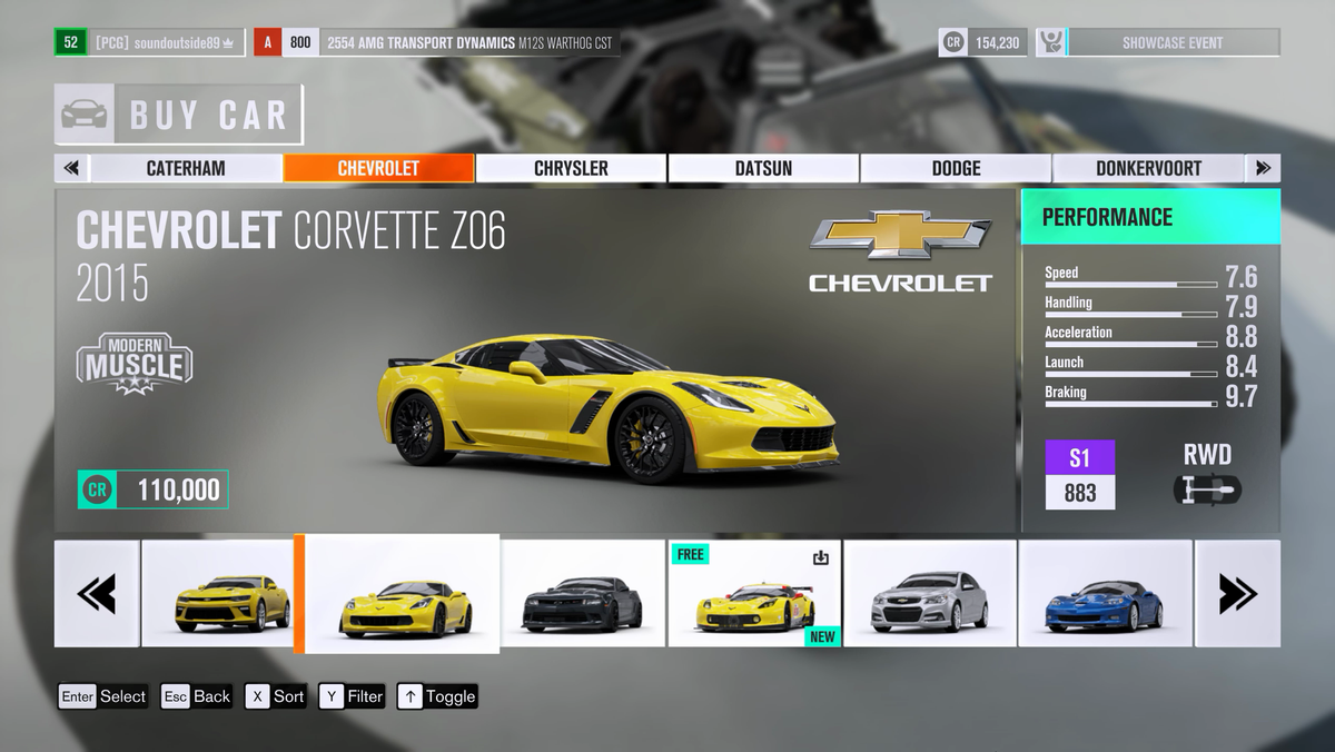Forza Horizon 3 car list all the vehicles in the