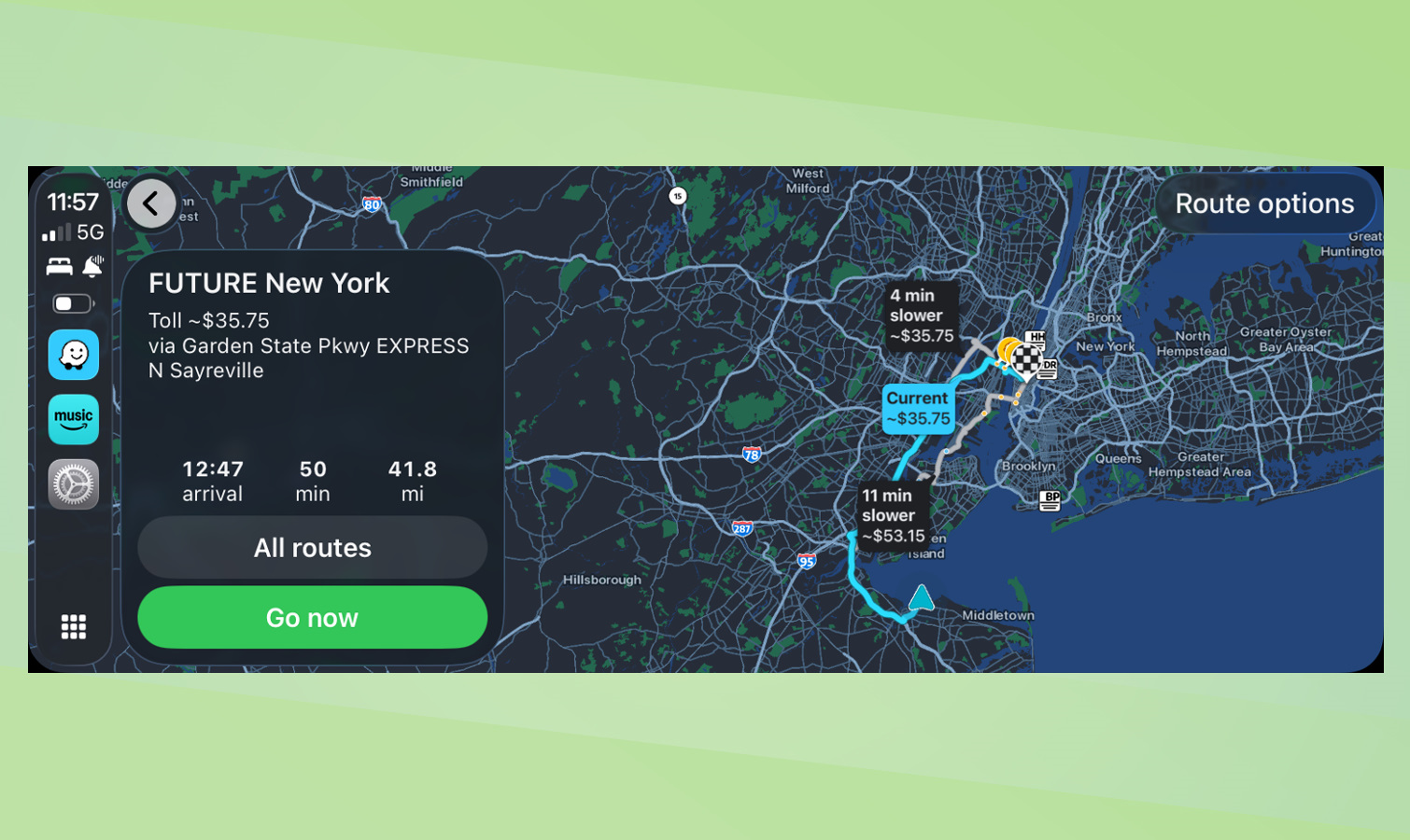 Google Maps for CarPlay screenshot.