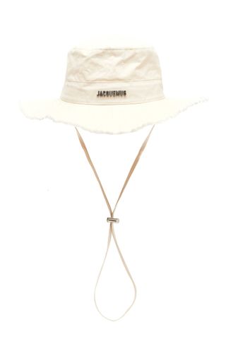 white bucket hat with straps