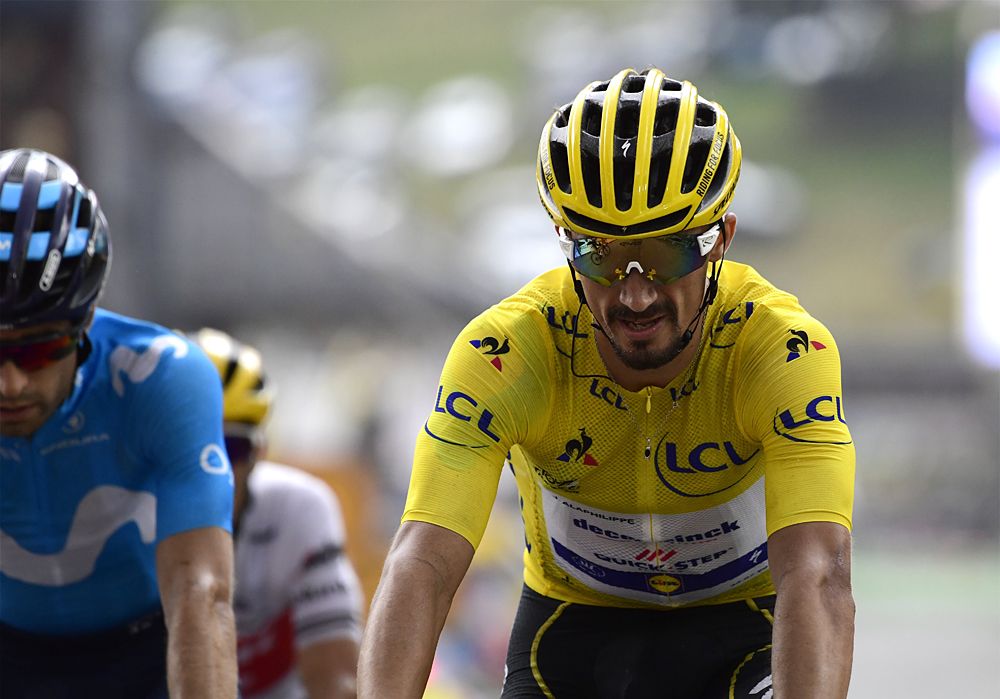 Julian Alaphilippe (Deceuninck-QuickStep) stays in the yellow jersey after stage 18 at the Tour de France