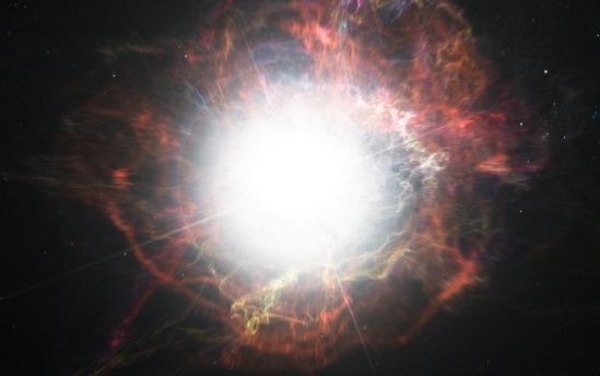 An artist&#039;s impression of a bright supernova explosion. 