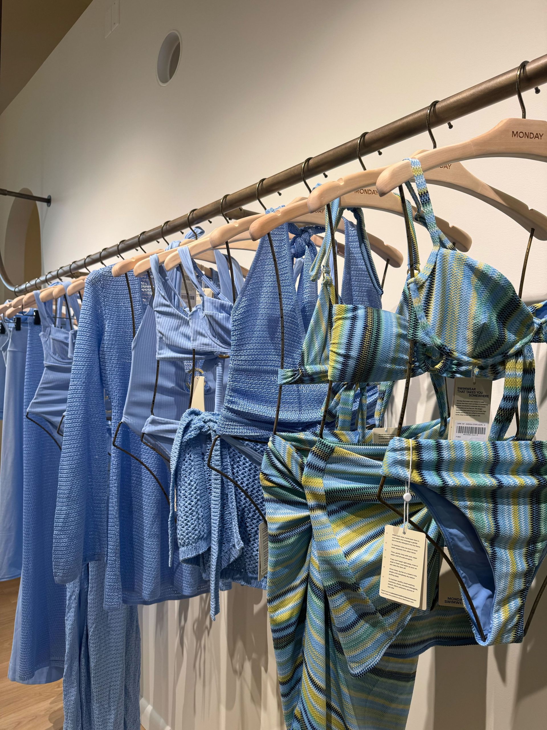 a picture of swimwear inside the monday swimwear nyc store.