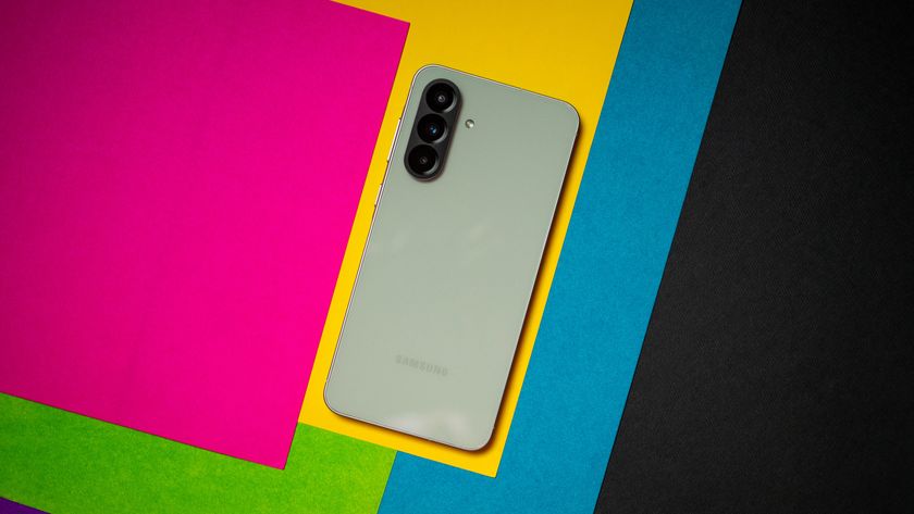 Samsung Galaxy A56 against a colorful background