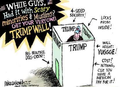Editorial cartoon U.S. Trump Wall Muslims