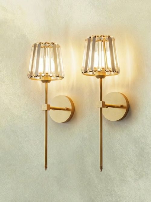 Crystal Battery Operated Wall Sconces Set of 2