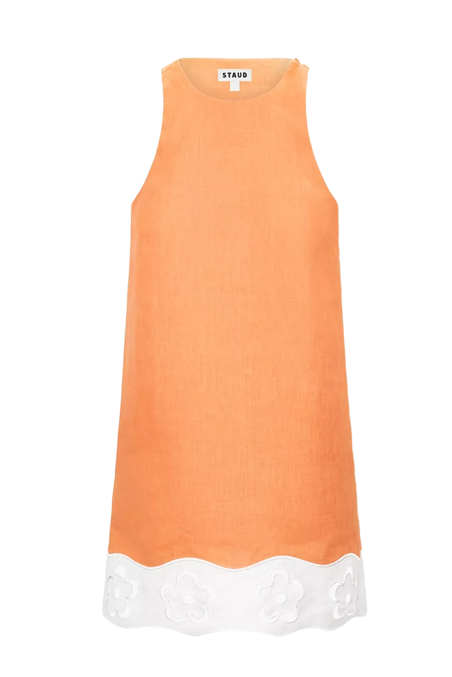 Mika Floral Eyelet-Trimmed Linen Shift Minidress