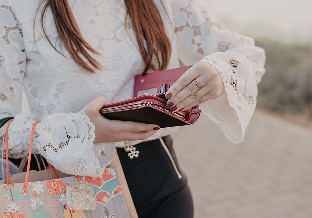 Woman holding purse