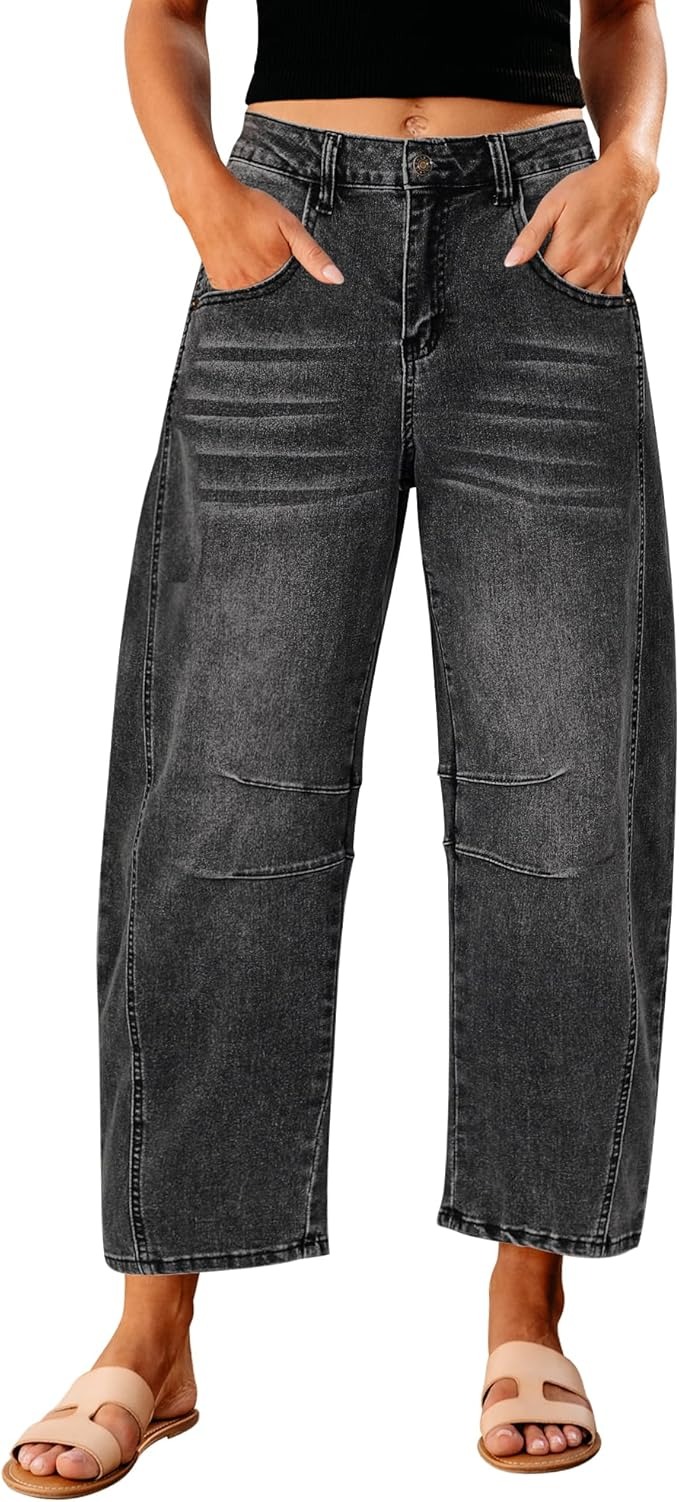 GRAPENT, High Rise Barrel Trousers 