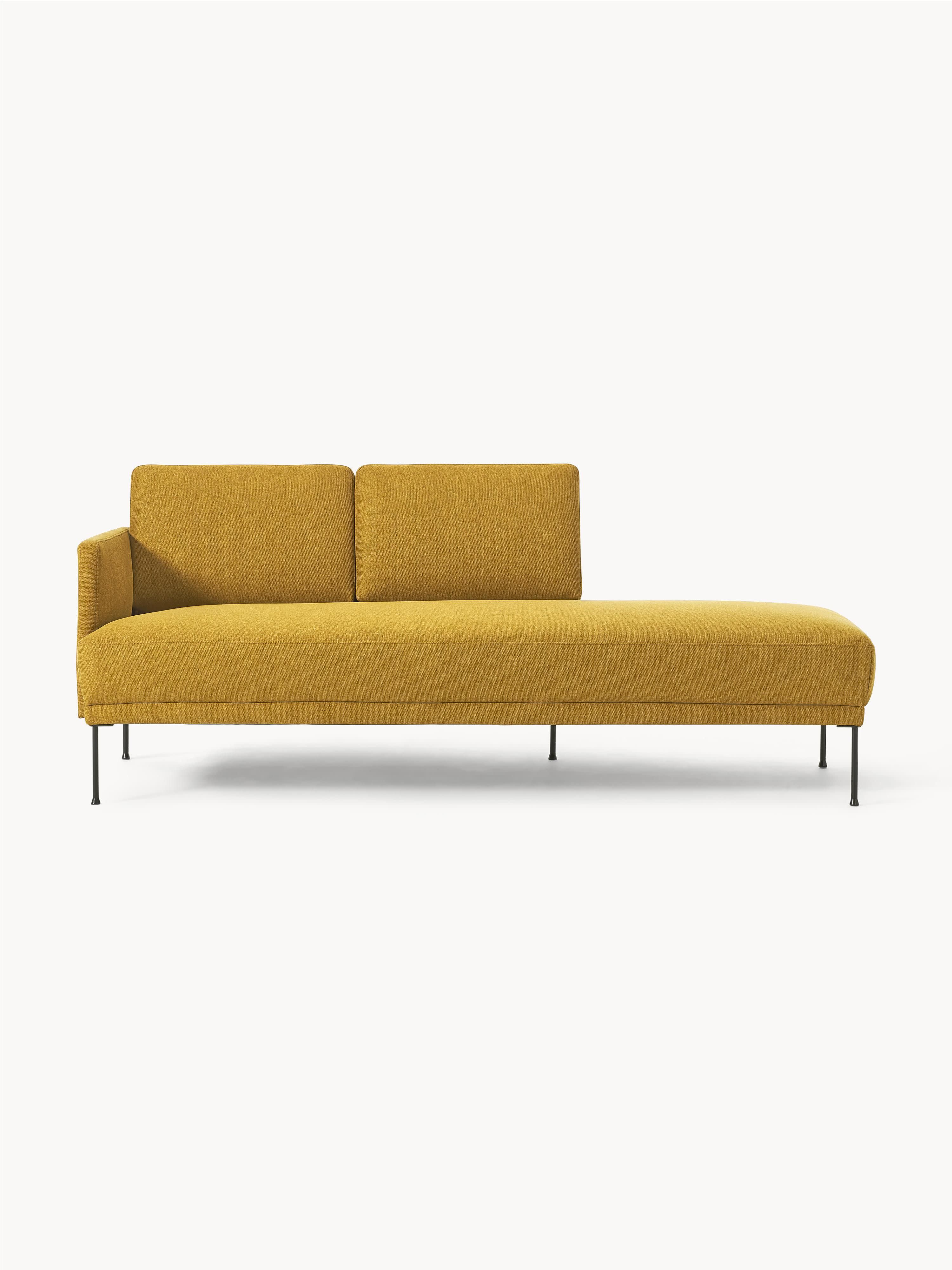 Chaise Fluente &amp;ndash; W 202 Cm X D 85 Cm, Left-Hand Backrest &amp;ndash; Woven Fabric Ochre