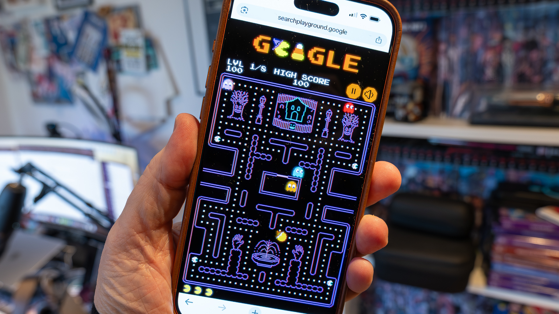 Google Doodle (31 October 2025) – Pac-Man played on iPhone 17 Pro Max