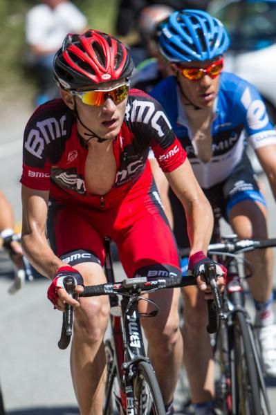 Tejay van Garderen (BMC) tried to minimize his loss of time on the climb.