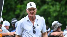 LIV Golf CEO Greg Norman watches the final round of LIV Golf Nashville on June 23, 2024, at The Grove Golf Course in College Grove, TN.