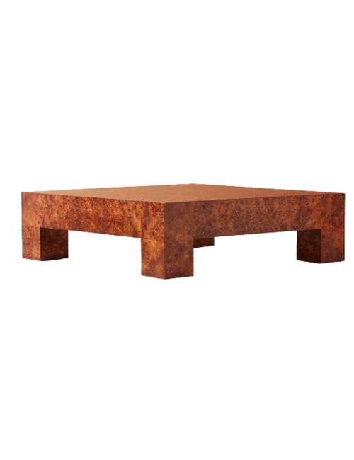 Scatola Square Brown Burl Wood Coffee Table