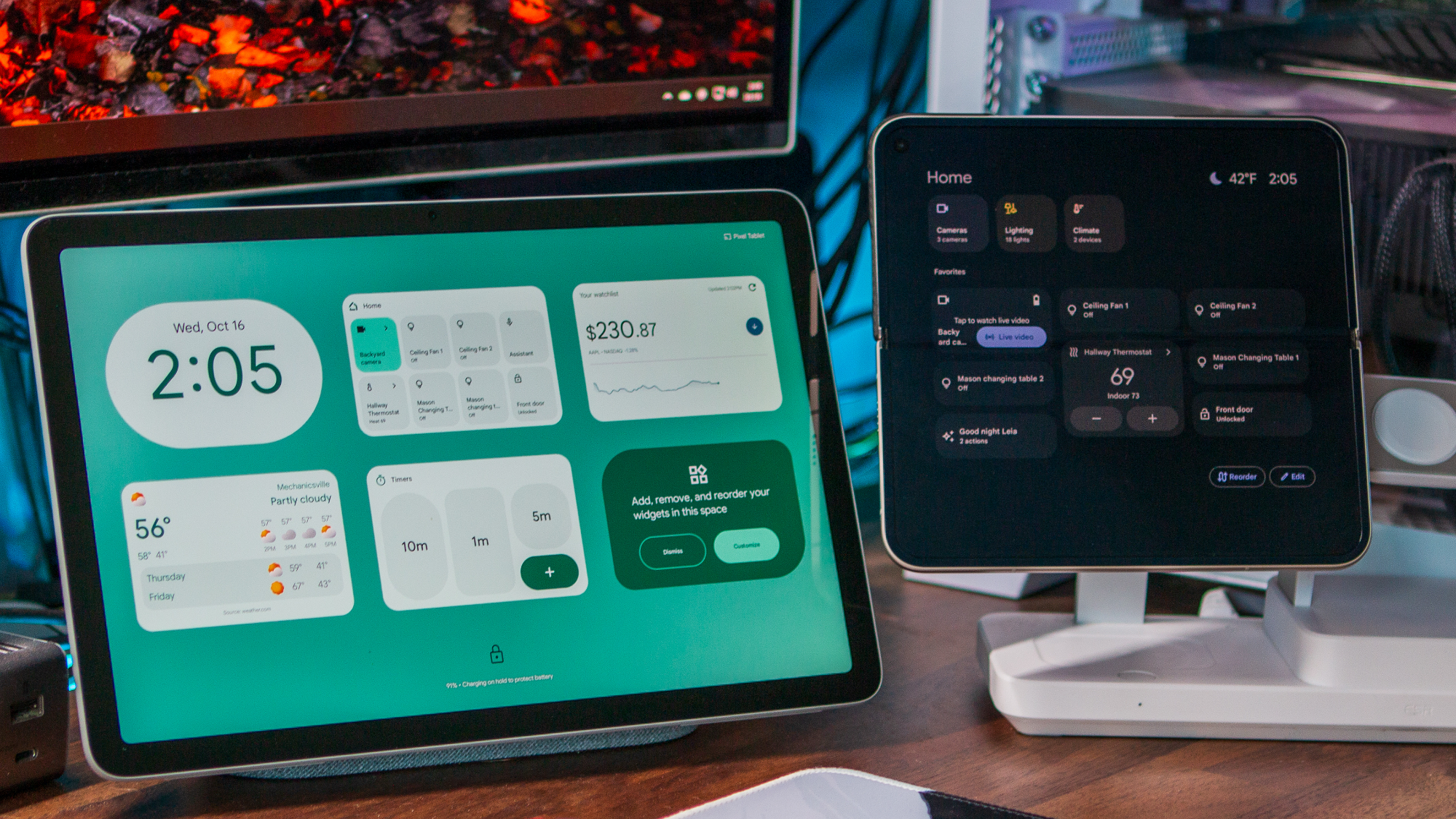 Home Control screen saver on Pixel 9 Pro Fold and widgets on Pixel Tablet
