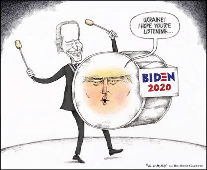 Political Cartoon U.S. Trump Biden Ukraine Drum