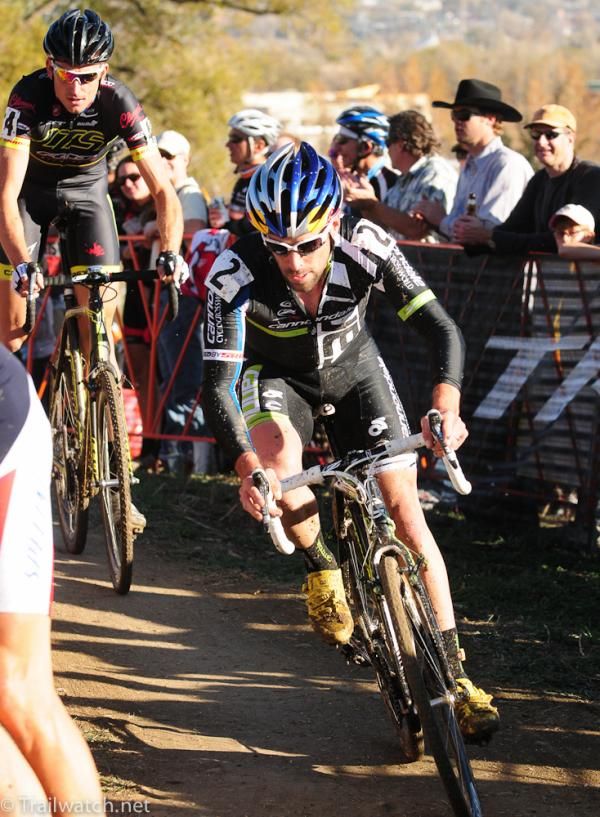 Tim Johnson (Cannondale p/b Cyclocrossworld.com) riding second wheel on lap one
