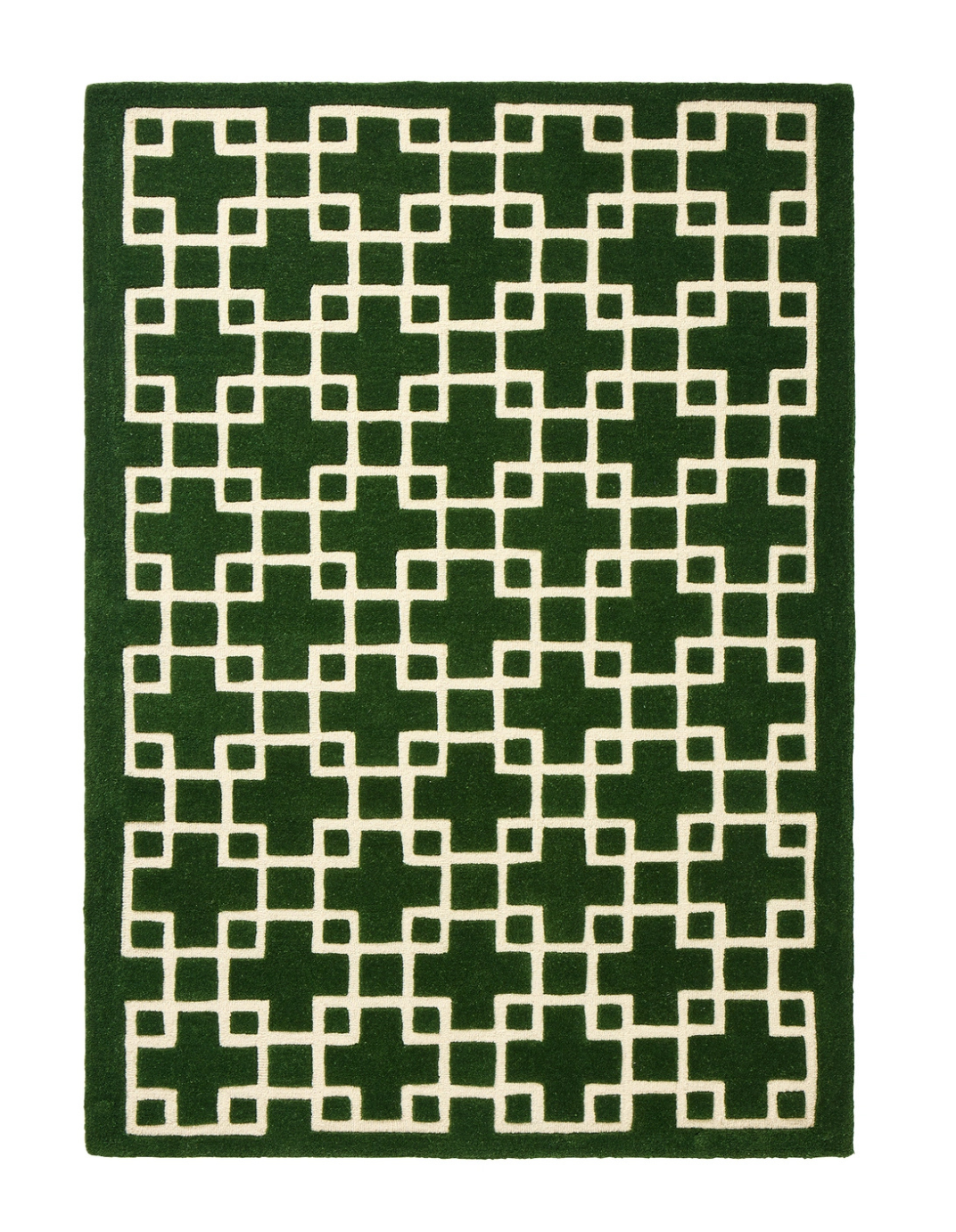 Habitat Luxe Chain Green Wool Cut Pile Rug - 120x170cm