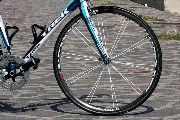 White spokes set off the custom frame paint nicely.