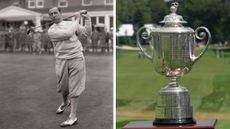 Walter Hagen and the Wanamaker Trophy pictured