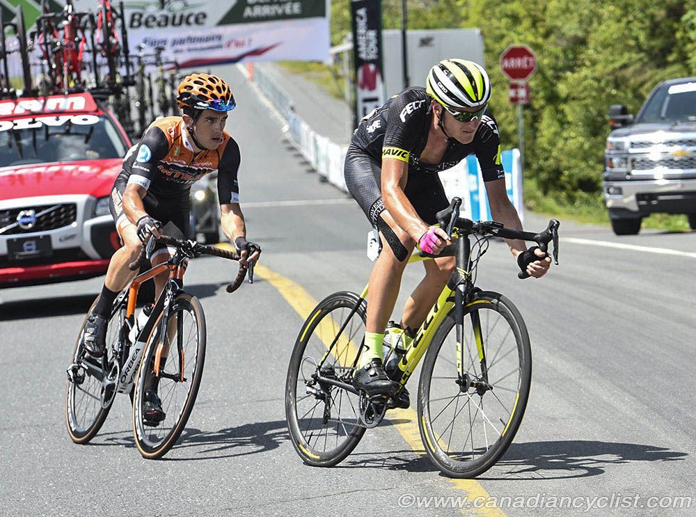 Andzs Flaksis (Holowesko / Citadel p/b Hincapie Sportswear) and Diego Milan Jimenez (Inteja-MMR Dominican Cycling) start the last lap