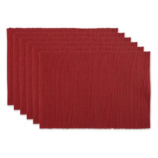 A pack of 6 red ribbed cotton placemats