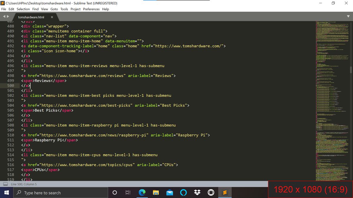 Code on a 16:9 display