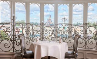 dining table with view out to Disneyland Castle