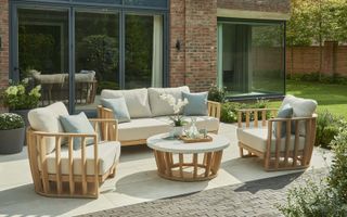 outdoor sofa ideas: lounge set on patio