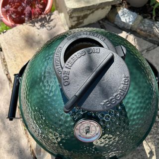 Big Green Egg vent during testing at home